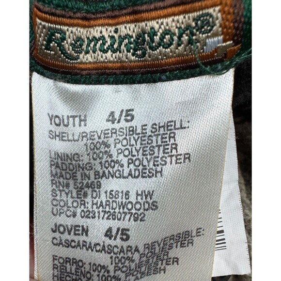 Youth 4/5 Remington Mossy Oak Camo Reversible Snapped Full Zip Hooded Jacket - Picture 8 of 9